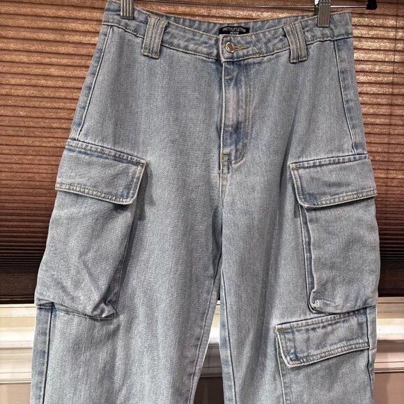 Pretty Little Thing Petite US SZ: 6 Blue Denim Cargo pants - Picture 13 of 13